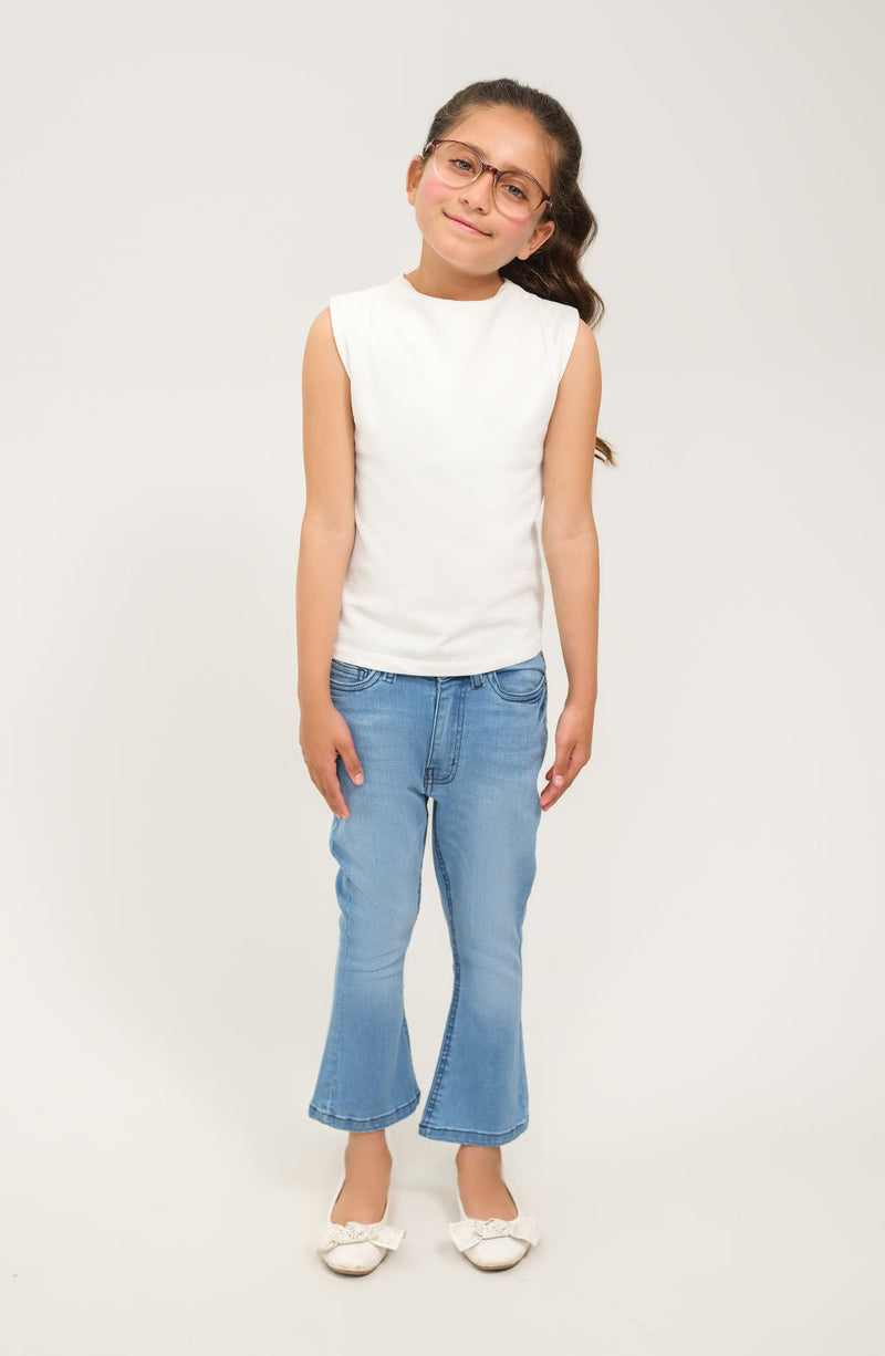Girl Sleeveless Funnel Neck Shirt - GKT701125 - Shop Now at Leisure Club
