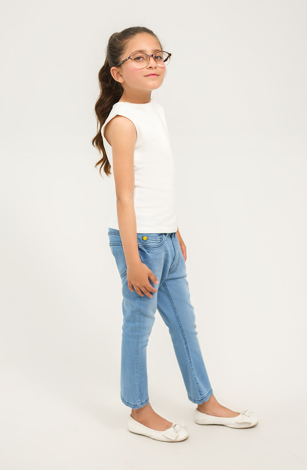 Girl Sleeveless Funnel Neck Shirt