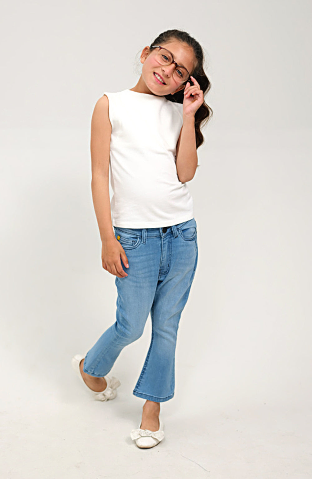 Girl Sleeveless Funnel Neck Shirt