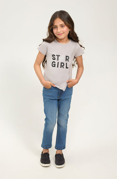 Girl Asymmetrical Zipper T-Shirt