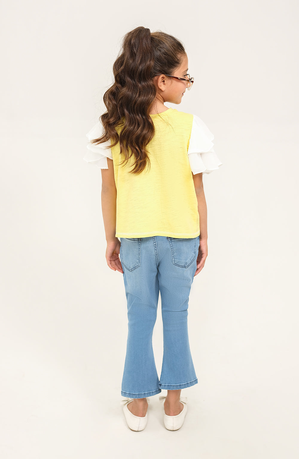 Girl Ruffled Sleeve Top