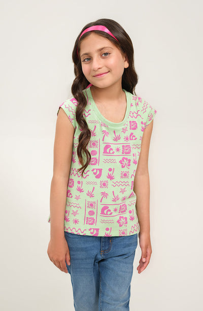 Girl Flared Capped Sleeve Shirt - GKT716125 - Shop Now at Leisure Club