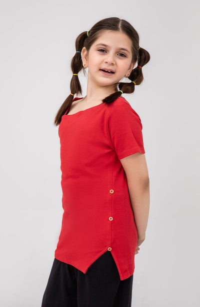 Girl Asymetrical Neckline Shirt