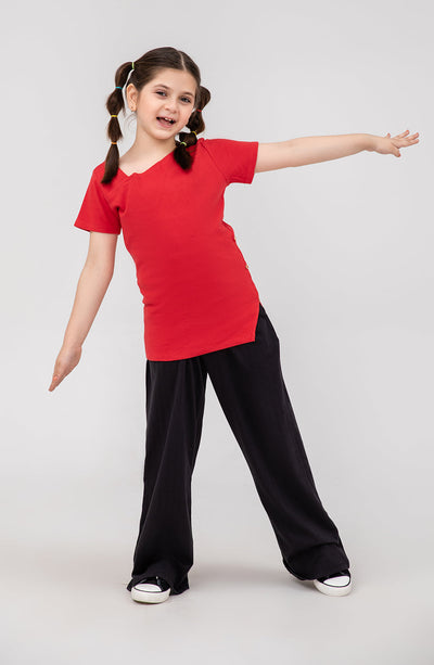 Girl Asymetrical Neckline Shirt