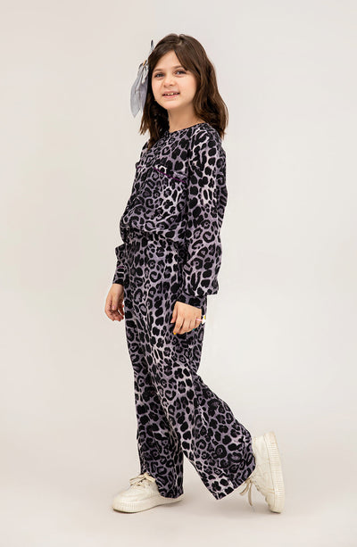 Girl Cheeta Printed Co Ord