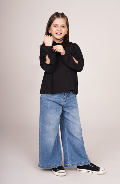 Girls Cut-Out Sleeve Shirt - GWT705125 - Shop Now at Leisure Club