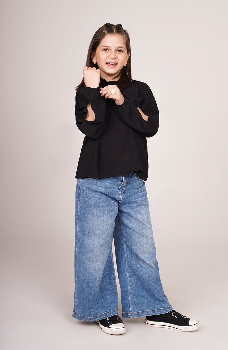 Girls Cut-Out Sleeve Shirt - GWT705125 - Shop Now at Leisure Club