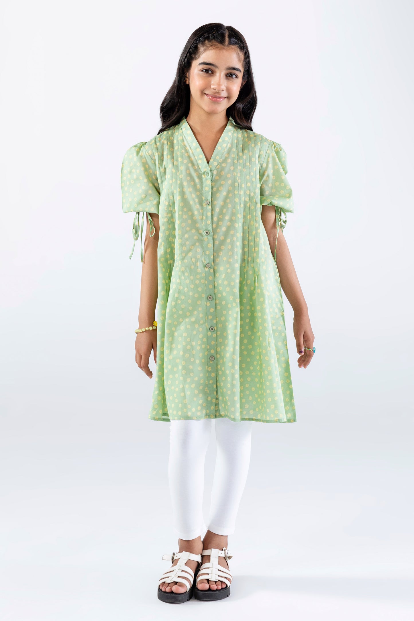 Printed Pleated Dress - GWD753226