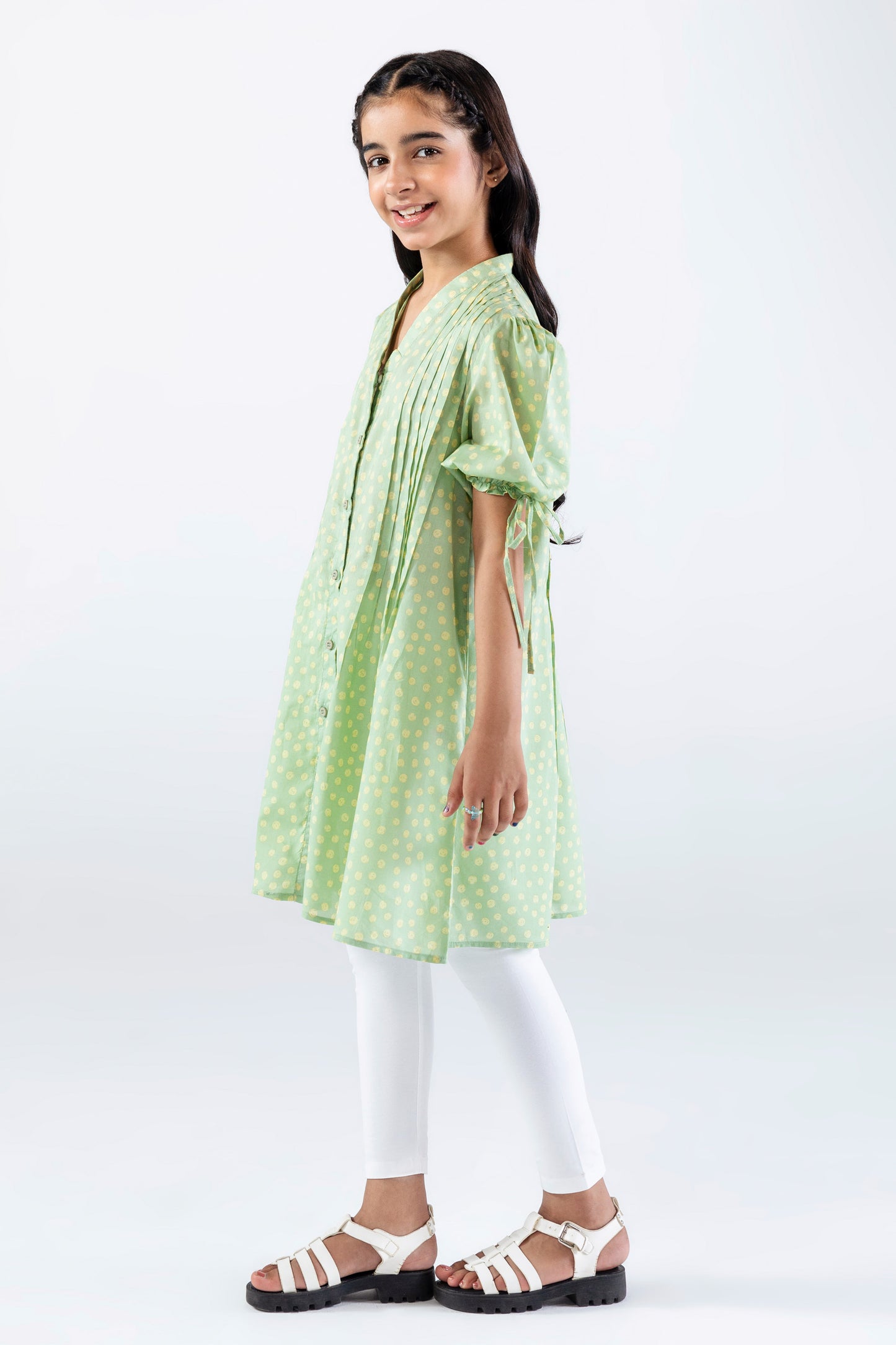 Printed Pleated Dress - GWD753226