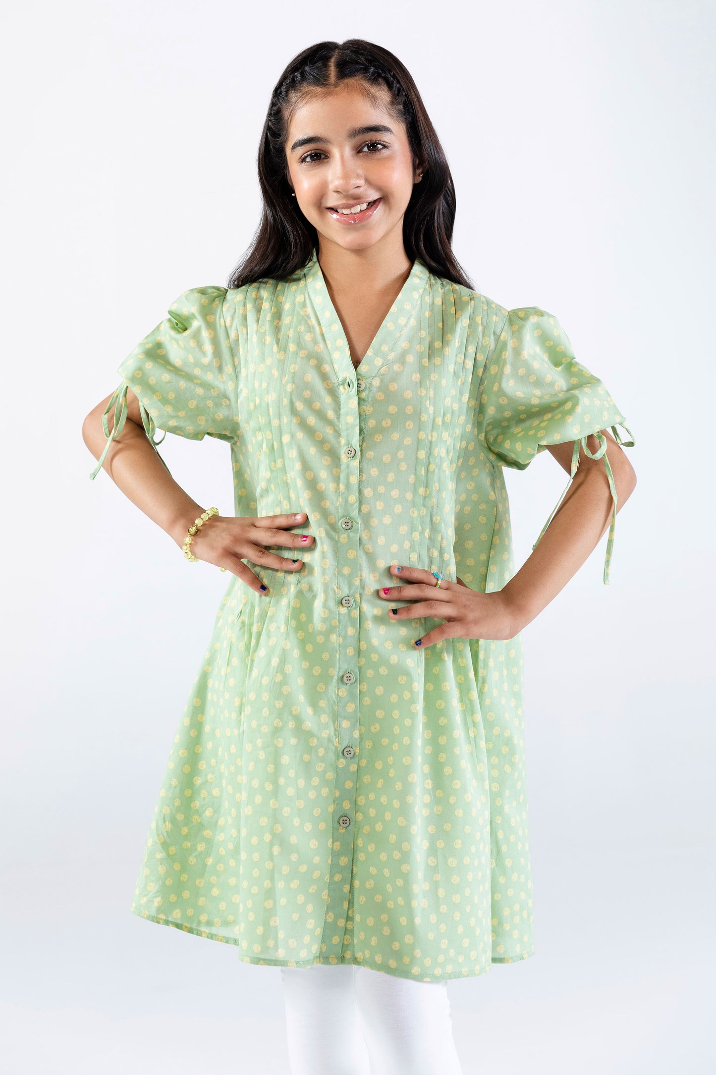 Printed Pleated Dress - GWD753226