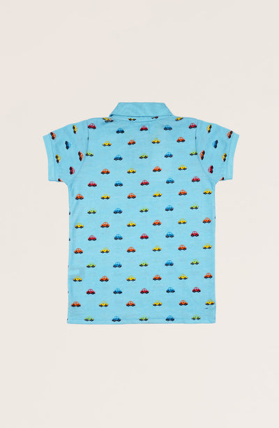 Boys Car Print Polo