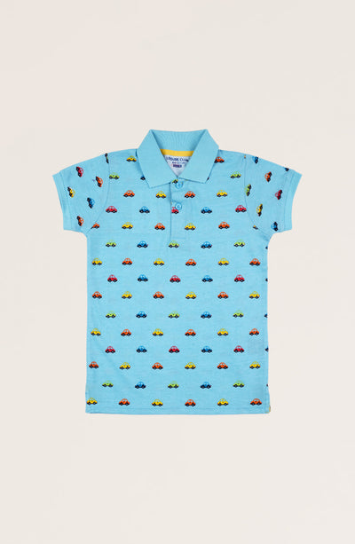 Boys Car Print Polo
