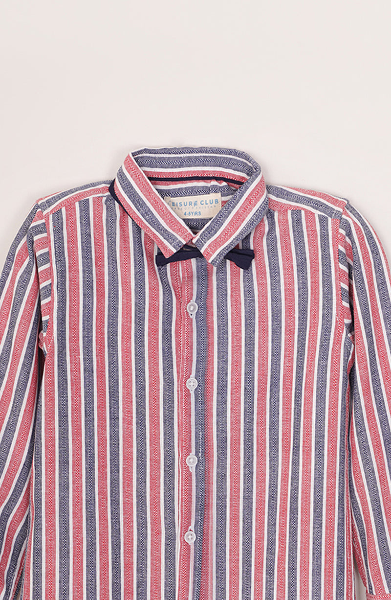 Boys Striper Bow Shirt - IBW709125 - Shop Now at Leisure Club