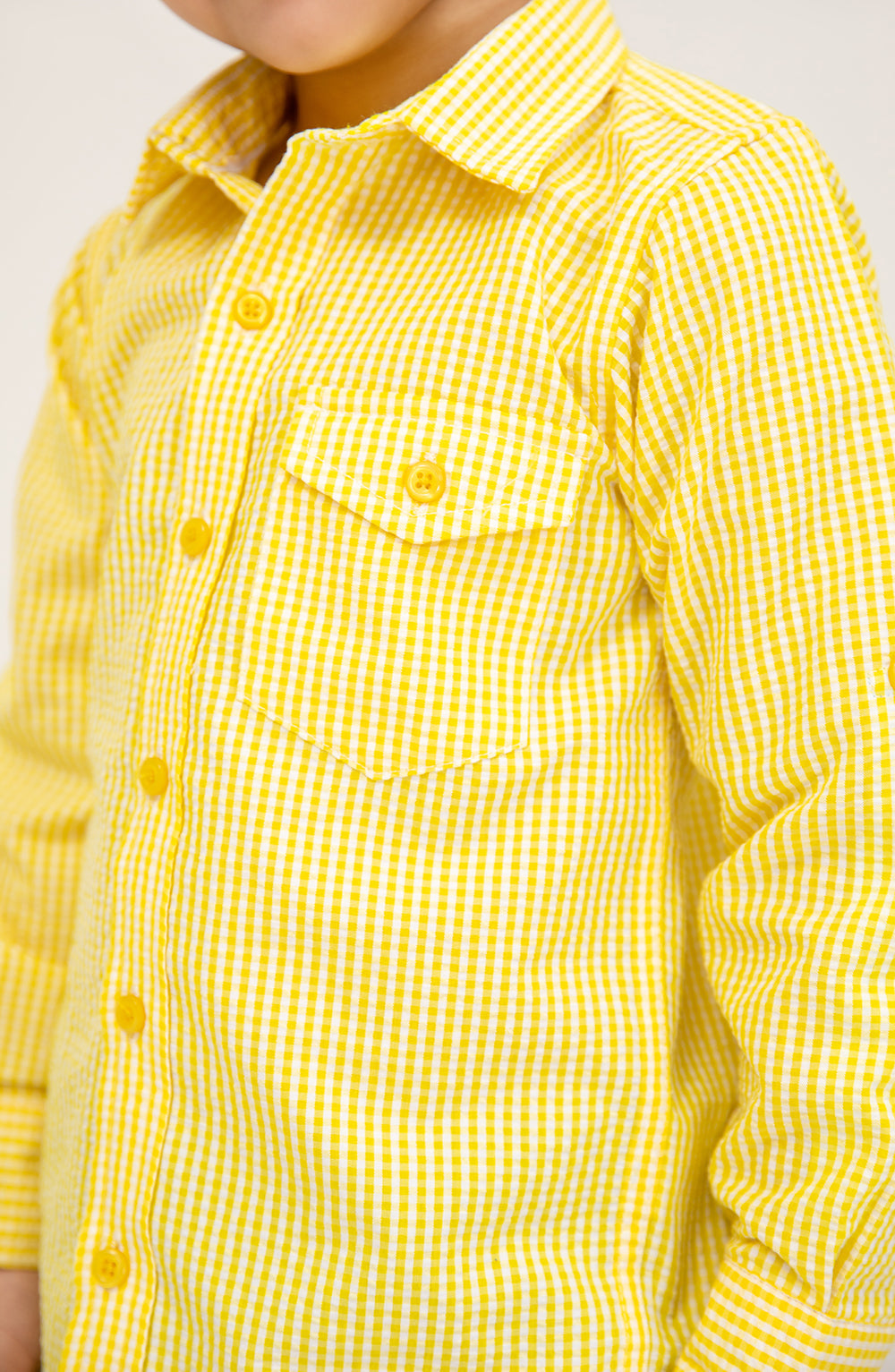 Boys Yellow Checker-ed Shirt