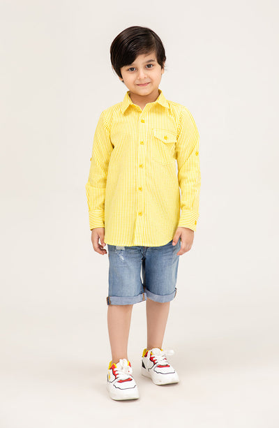 Boys Yellow Checker-ed Shirt