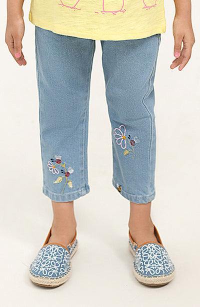 Girls Embroidered Denim Pant