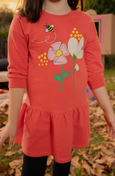 Bee Flower Dress - IGKD605424 - Shop Now at Leisure Club