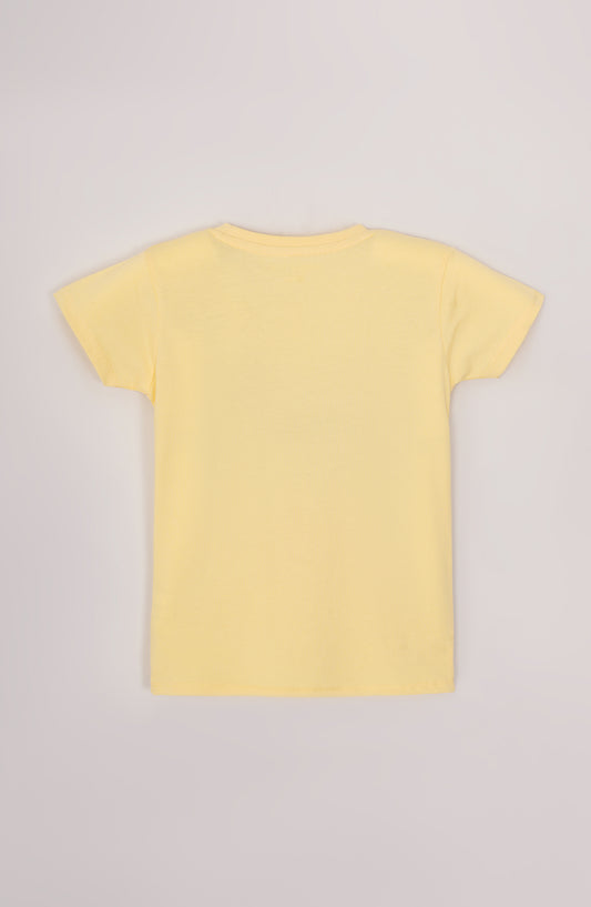 Girls Printed Tee With Denim Short