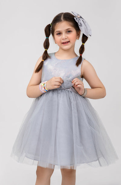 Girls Grey Sequenced Dress