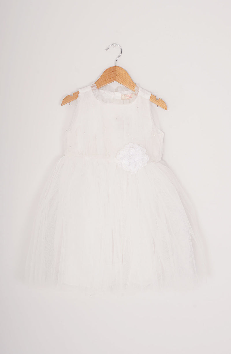 Girls White Pearl Dress - IGWD702125 - Shop Now at Leisure Club