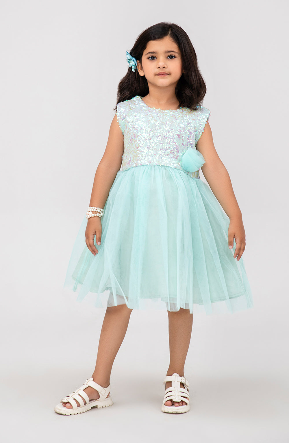 Girls Aqua Party Dress