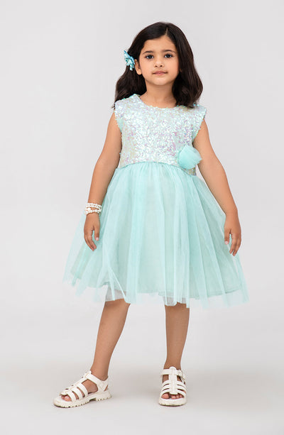 Girls Aqua Party Dress