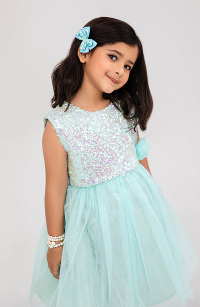 Girls Aqua Party Dress