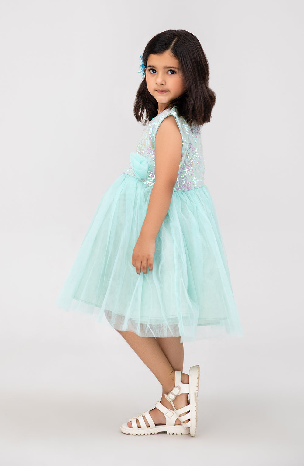 Girls Aqua Party Dress
