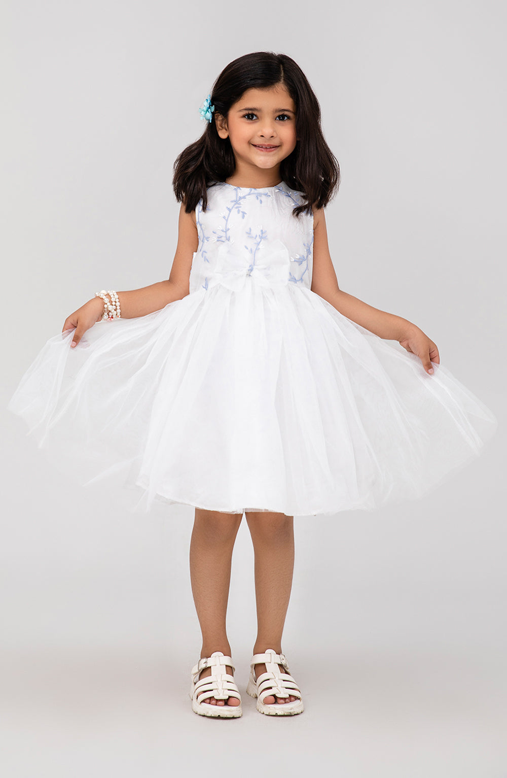 Girls Embroidered White Dress
