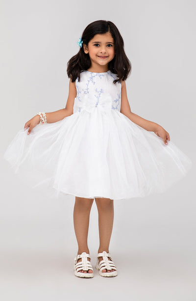 Girls Embroidered White Dress