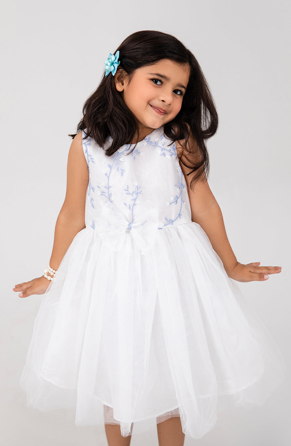 Girls Embroidered White Dress