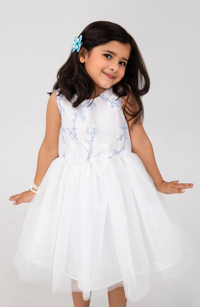 Girls Embroidered White Dress