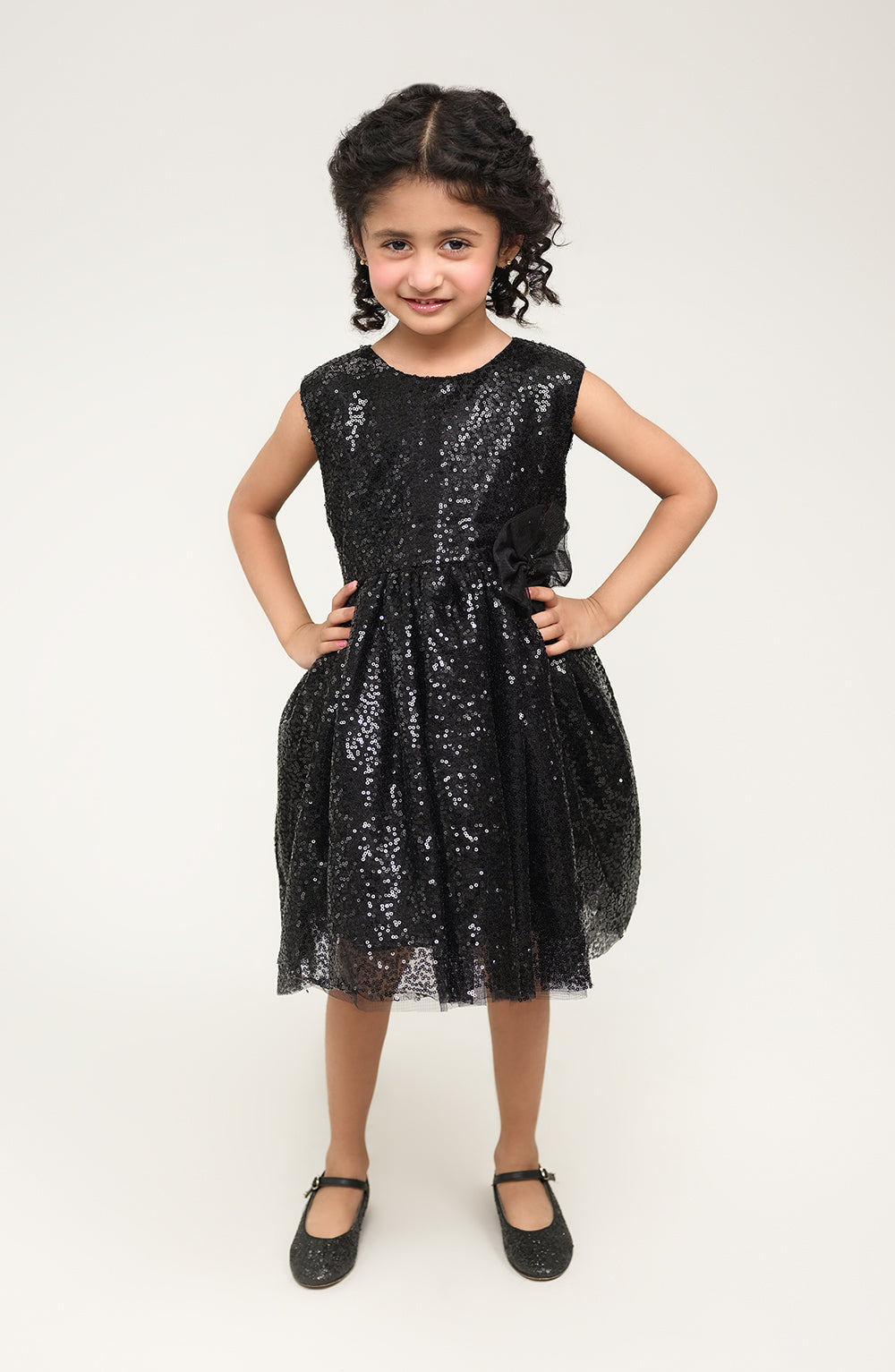 Girls Black Sequenced Dress