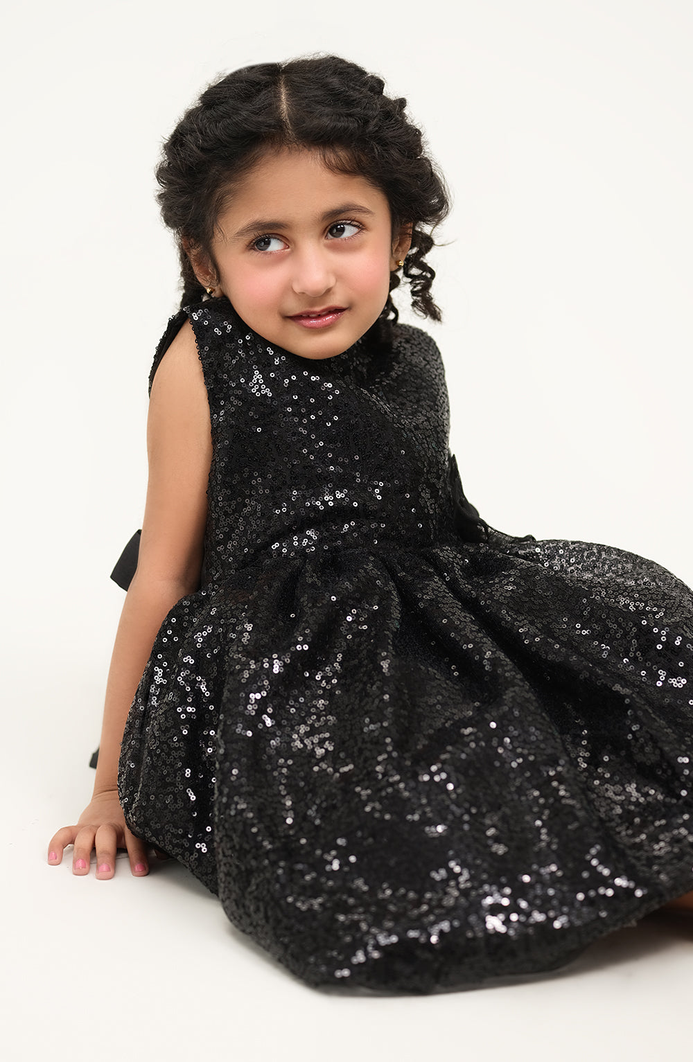 Girls Black Sequenced Dress