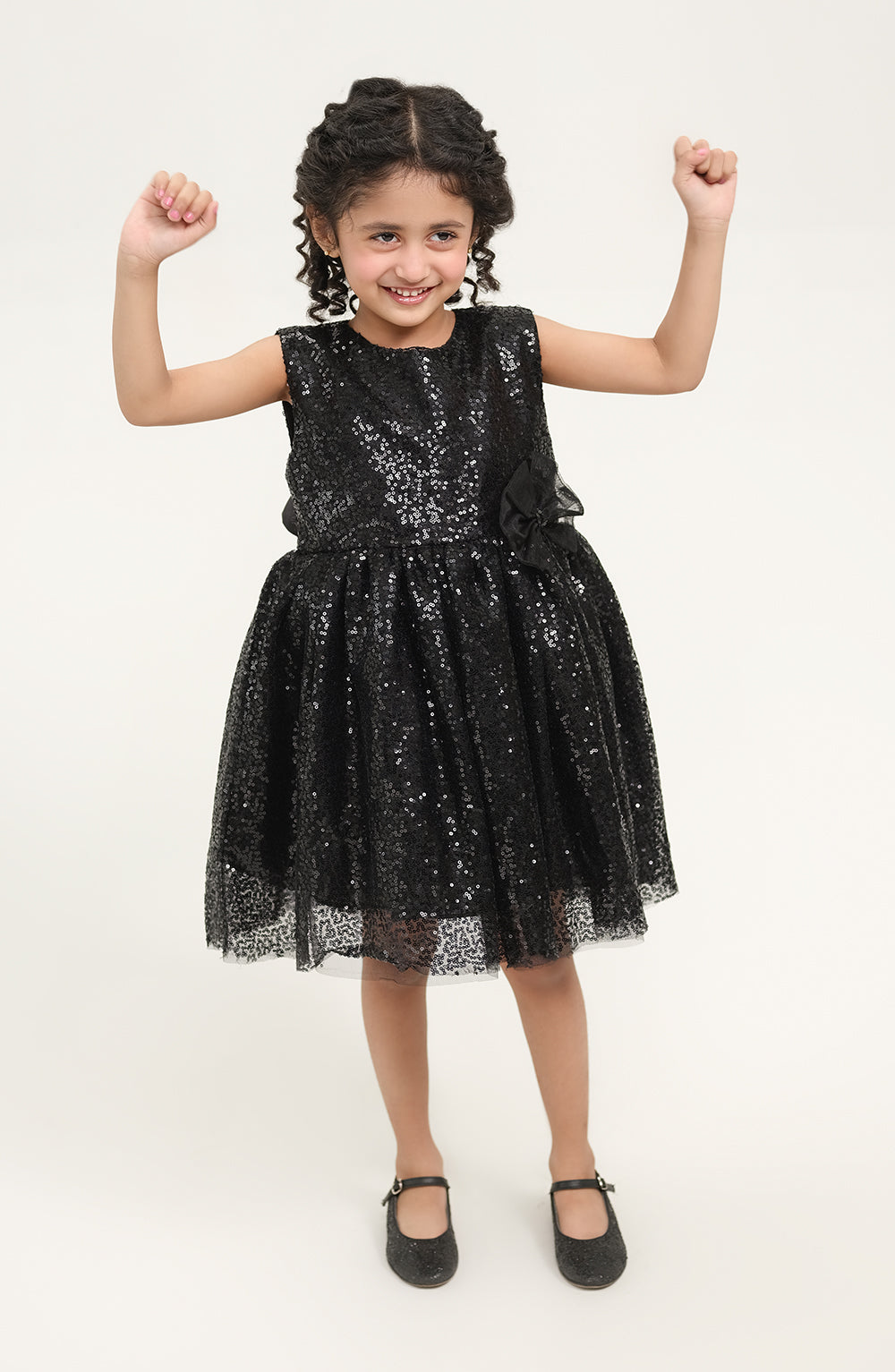 Girls Black Sequenced Dress