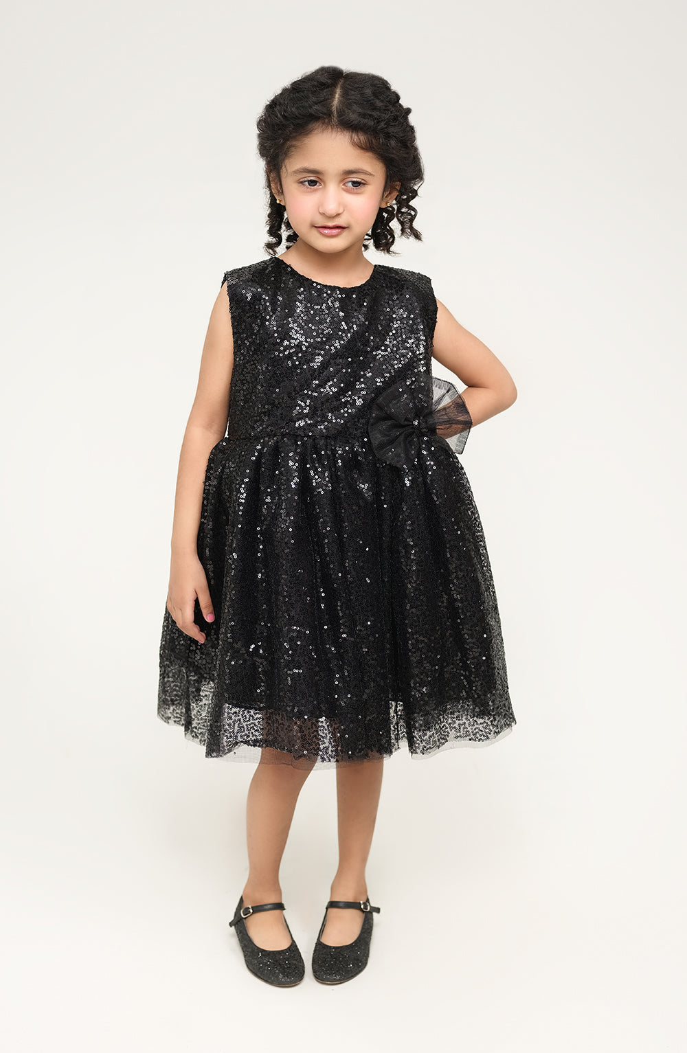 Girls Black Sequenced Dress