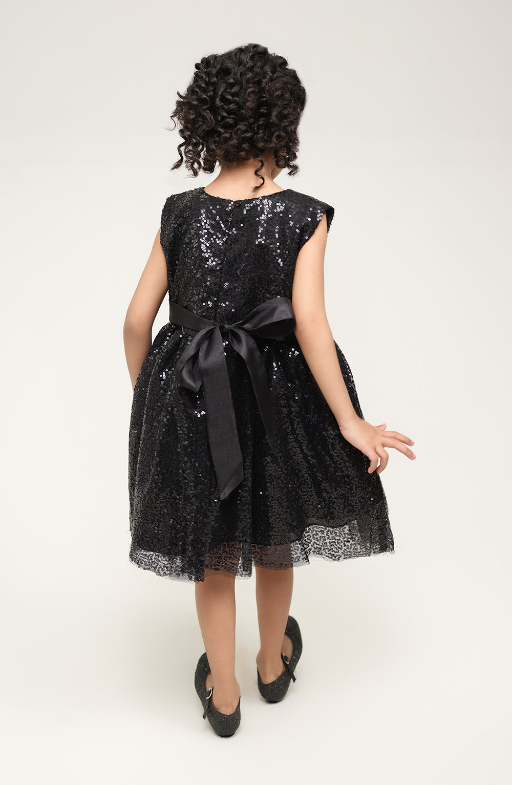 Girls Black Sequenced Dress