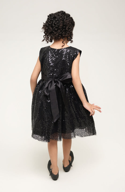 Girls Black Sequenced Dress
