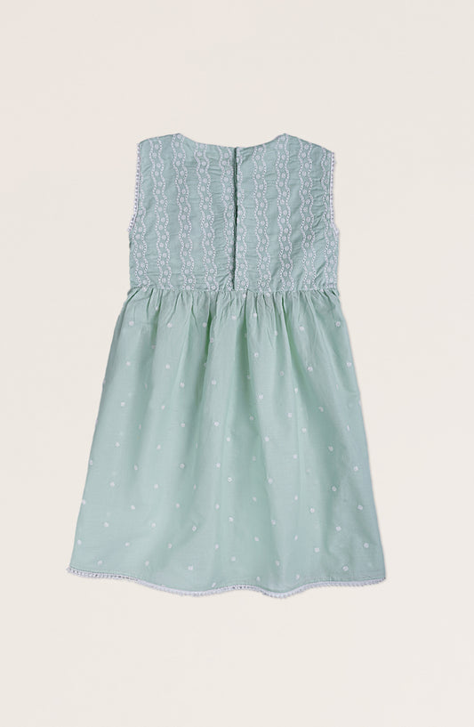 Girls Schiffli Bow Dress