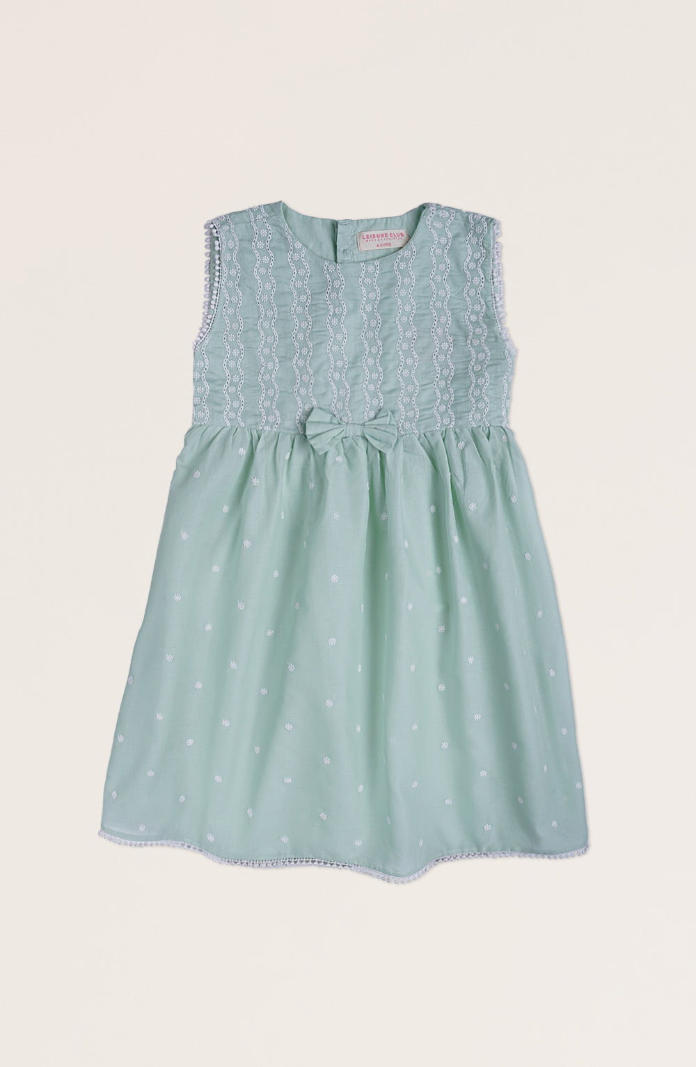Girls Schiffli Bow Dress