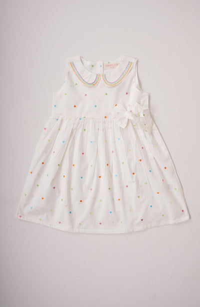 Girls Embroidered Hearts Dress