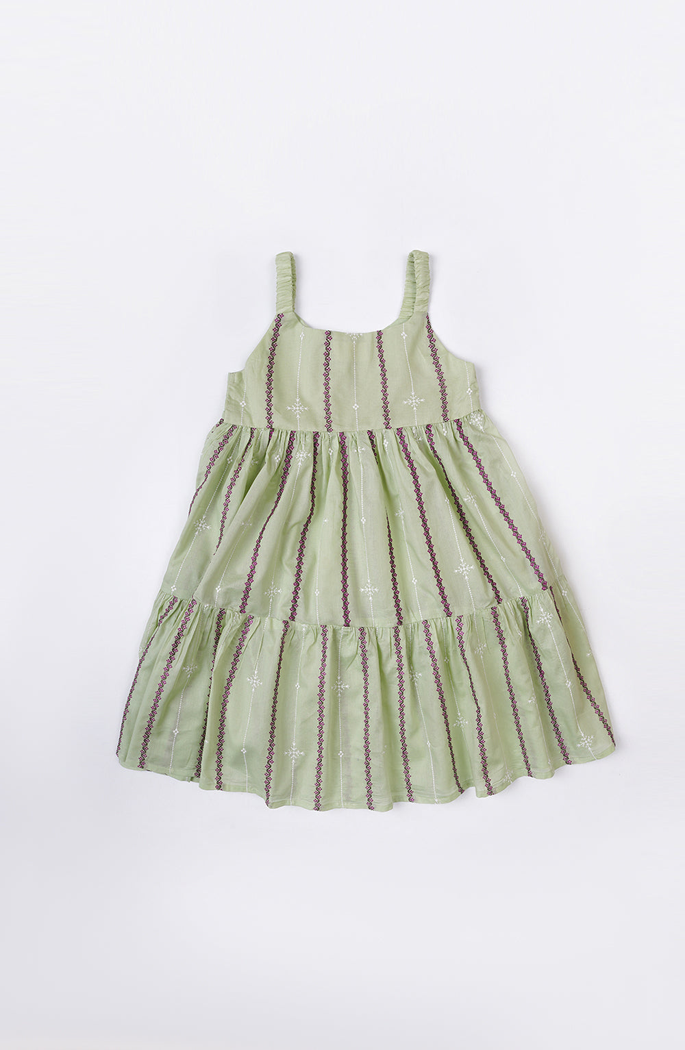 Girls Embroidered Tiered Dress