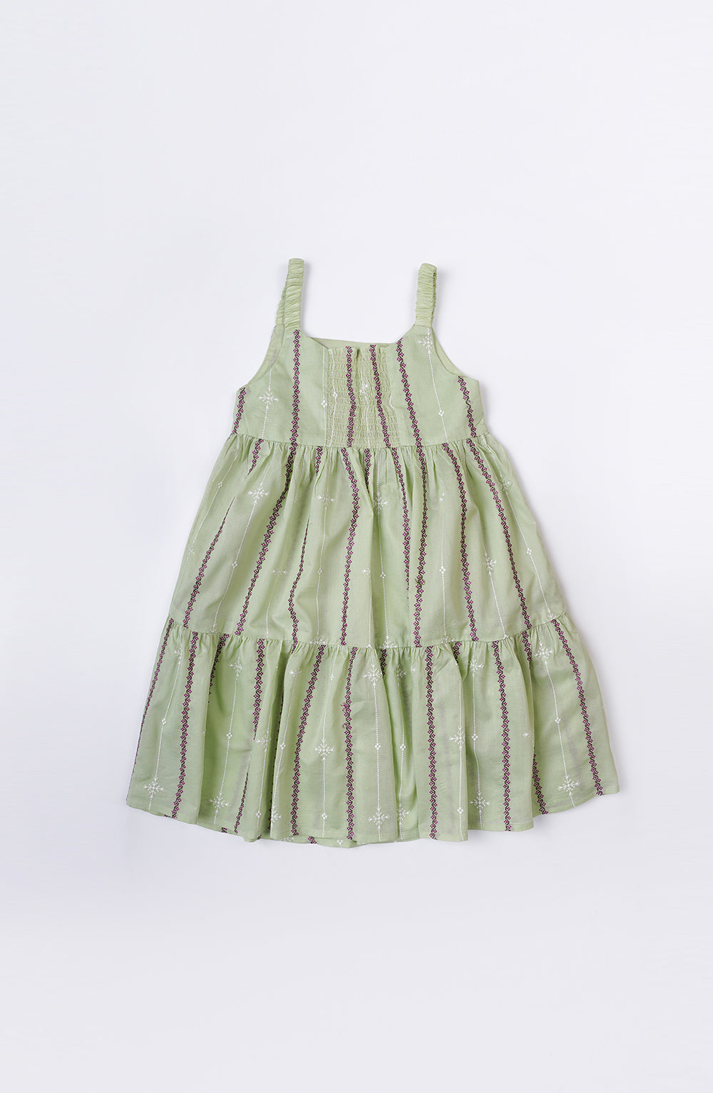 Girls Embroidered Tiered Dress