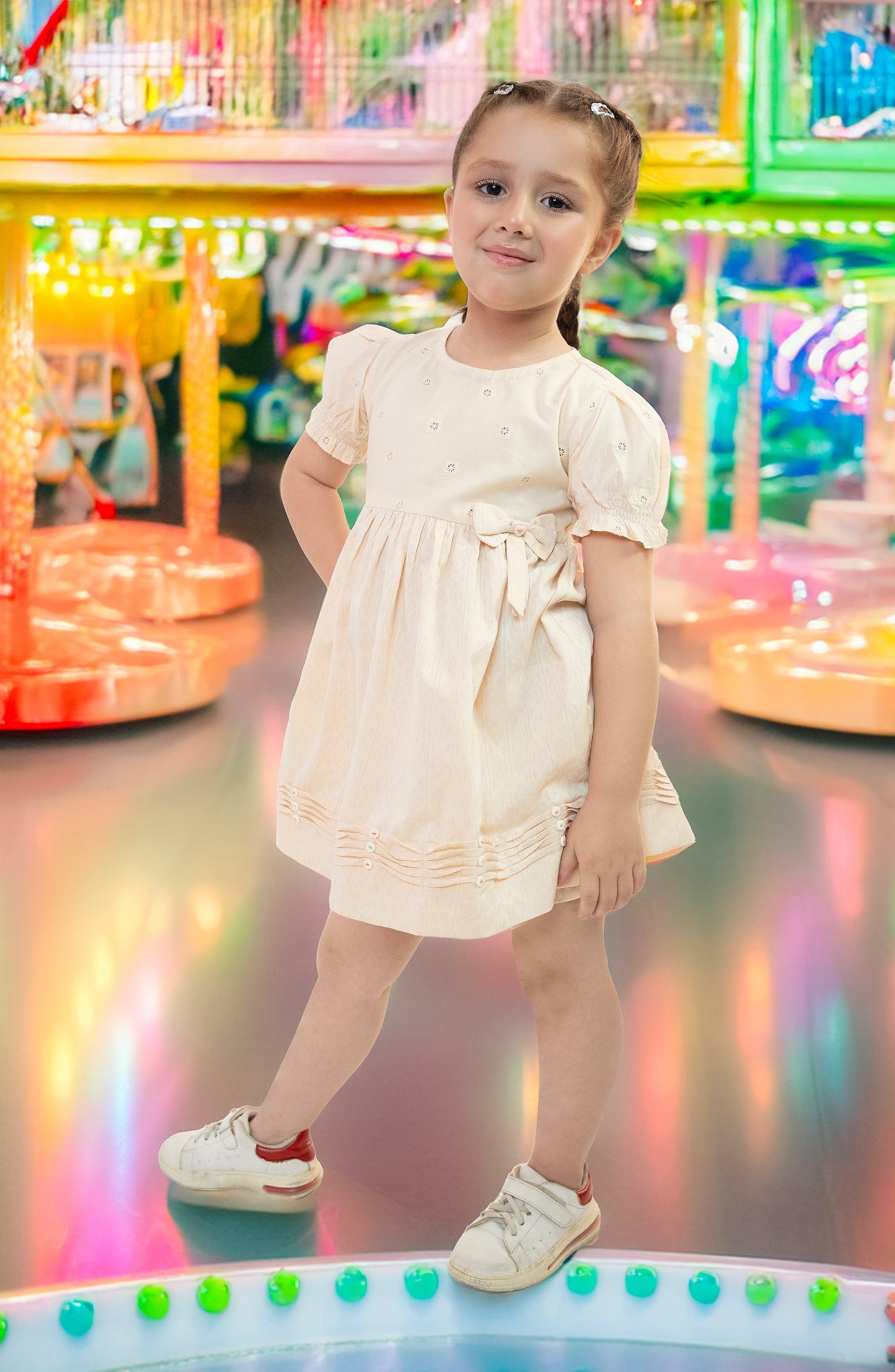 Cute Bow Pleated 2Pc