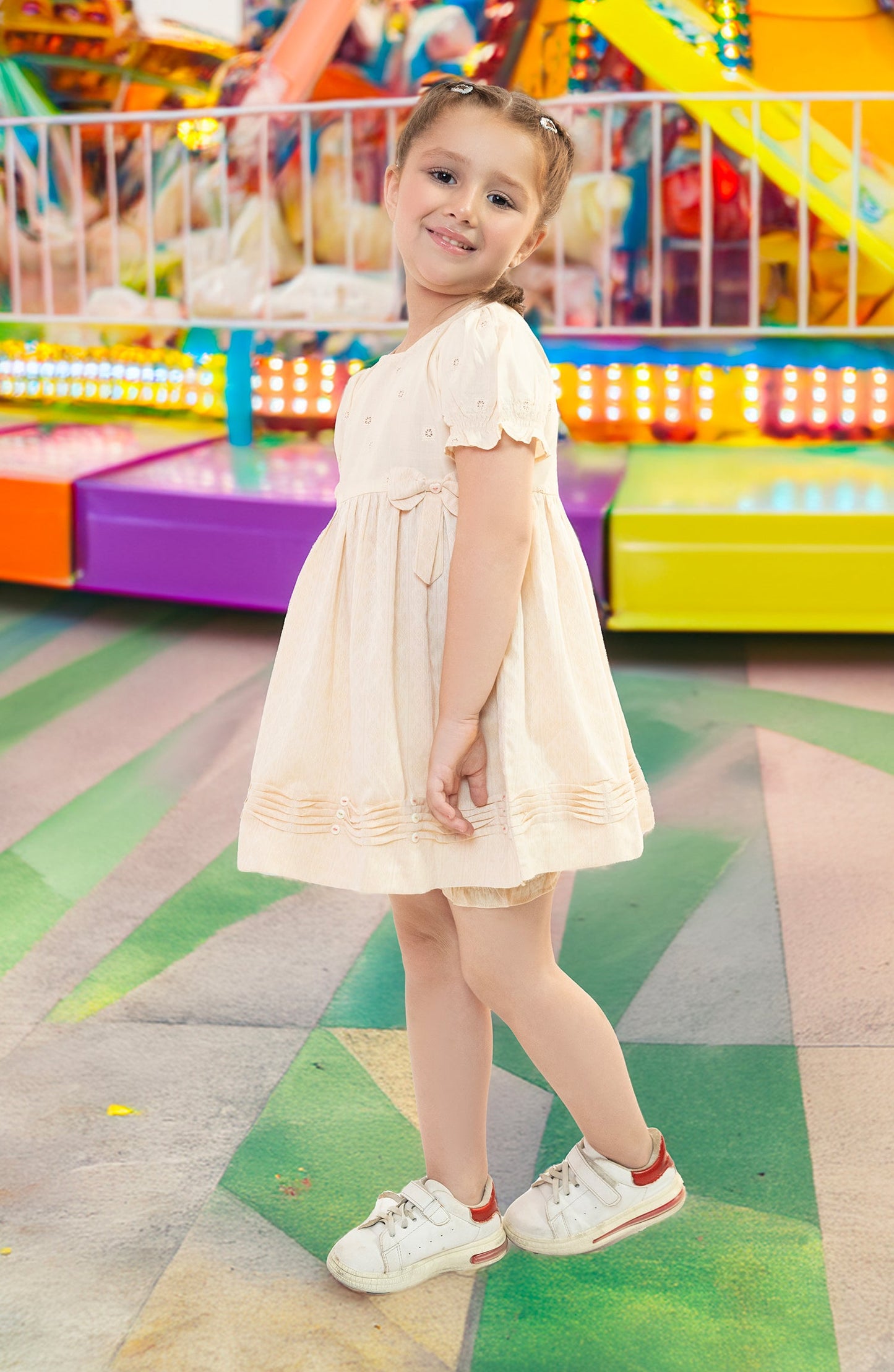 Cute Bow Pleated 2Pc