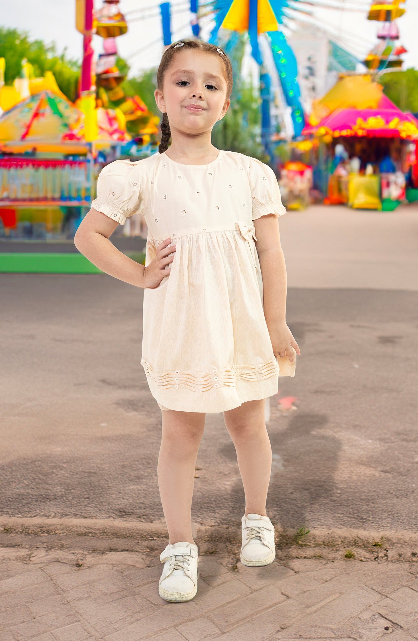 Cute Bow Pleated 2Pc