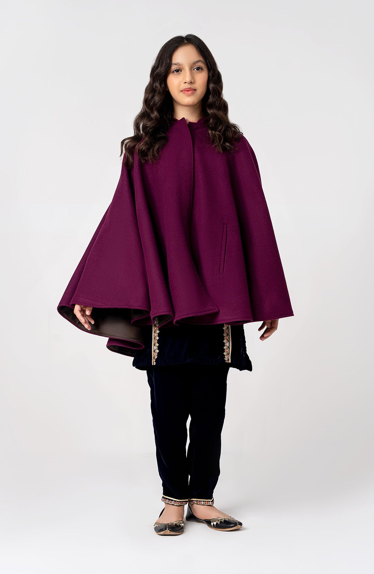 Rose Cape Coat With Hoodie