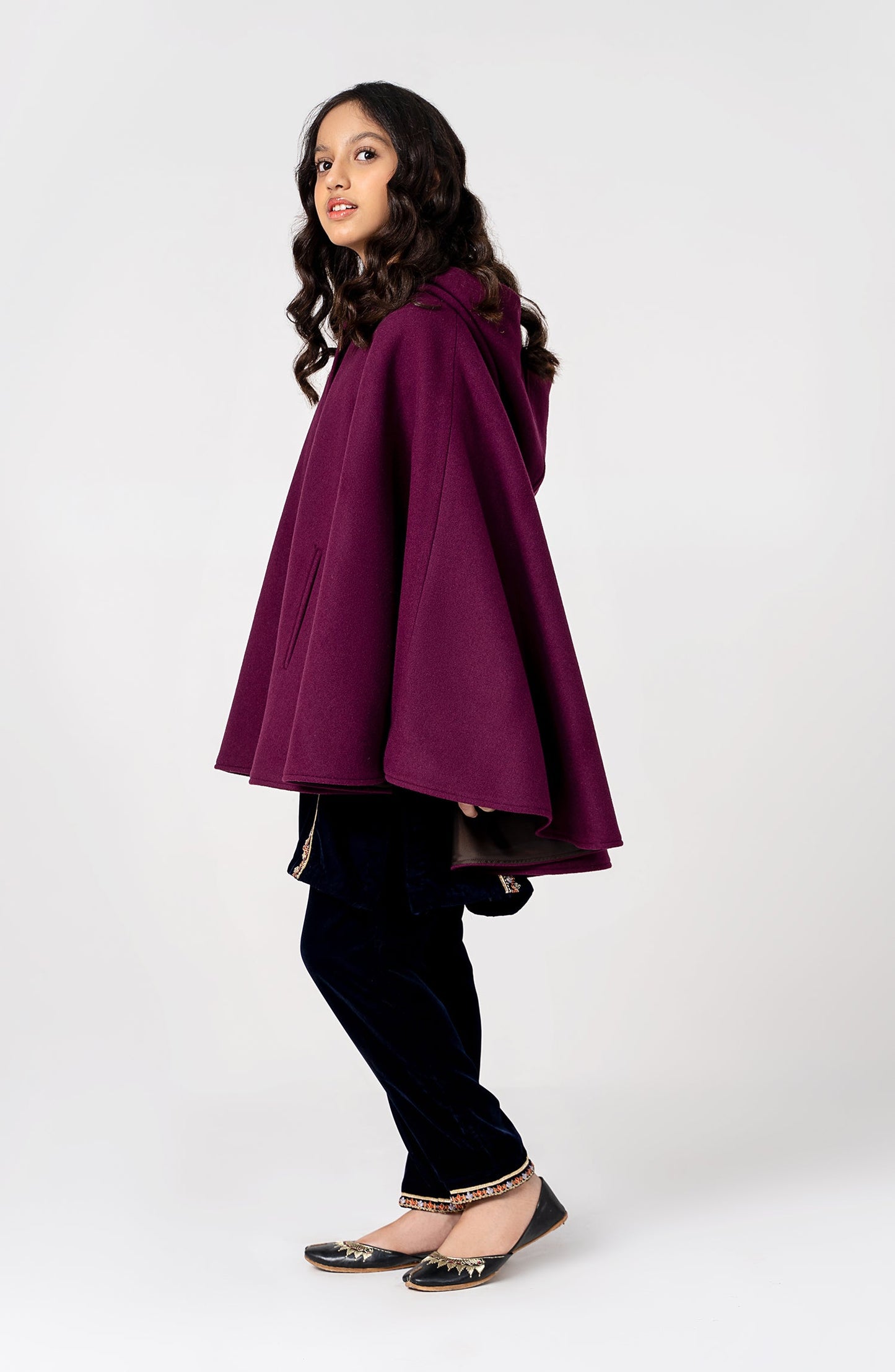 Rose Cape Coat With Hoodie