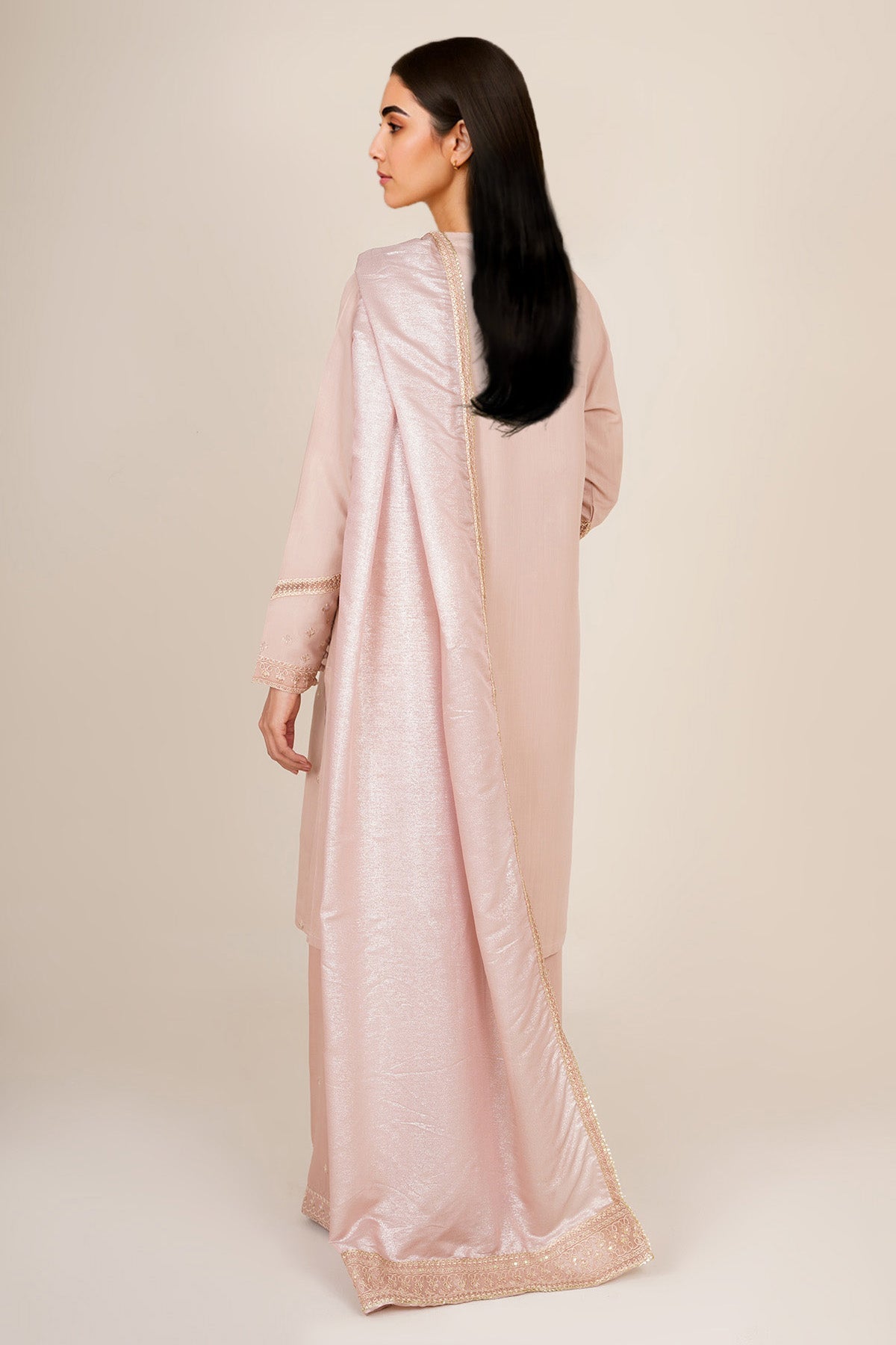 3 Piece - Embroidered Raw Silk Suit - KPS25-P3491