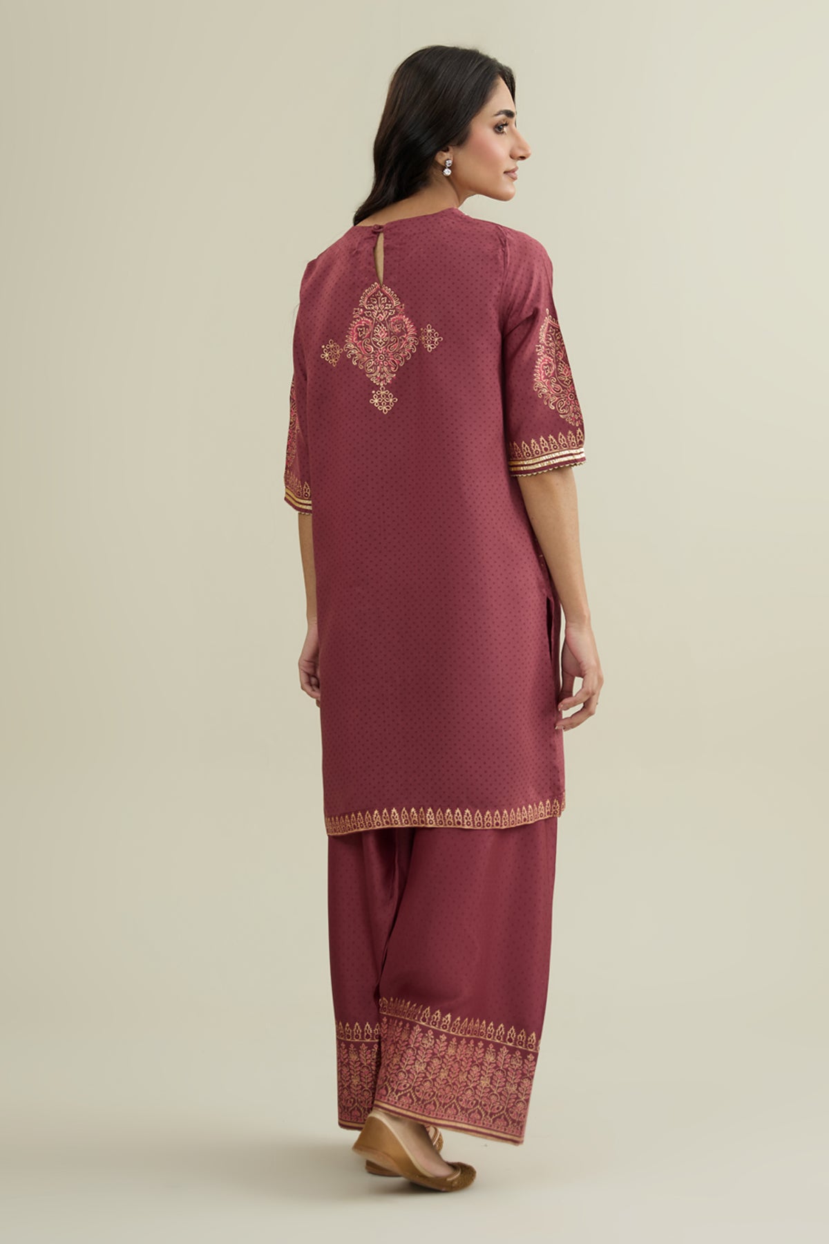 2 Piece - Printed & Embellished Suit - KPS25-P3549 - Shop Now at Kayseria